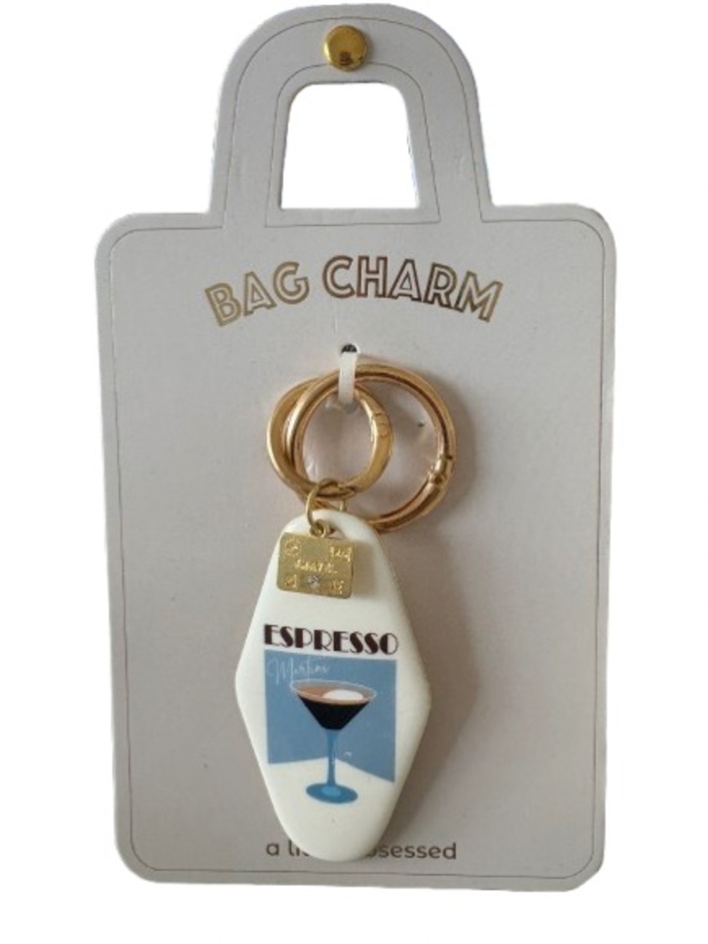 A Little Obsessed Espresso Martini Bag Charm Keychain NWT